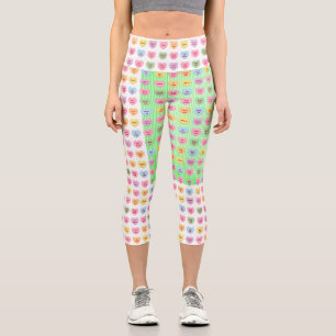 Cute funny girly custom conversation candy hearts capri leggings