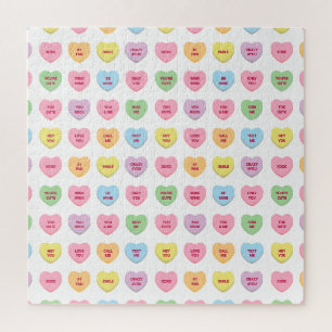 Cute funny girly custom conversation candy hearts jigsaw puzzle