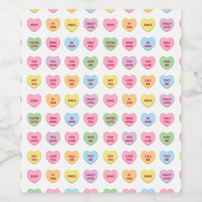 Cute funny girly custom conversation candy hearts wine label (Single Label)