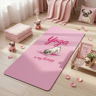 Cute Funny Girly Hot Pink Pug Yoga Mat