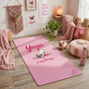 Cute Funny Girly Hot Pink Pug Yoga Mat
