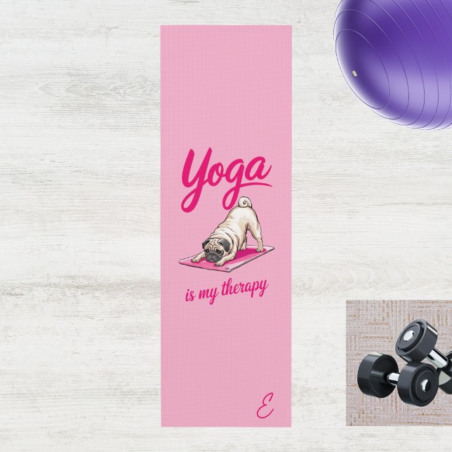 Cute Funny Girly Hot Pink Pug Yoga Mat (Creator Uploaded)