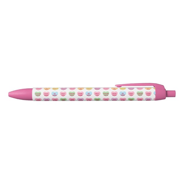 Cute funny girly tiny conversation candy hearts black ink pen (Top)