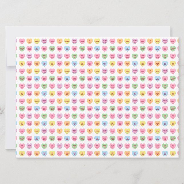 Cute funny girly tiny conversation hearts card (Front)