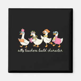 Cute Funny Goose Silly Teachers Build Character Magnet