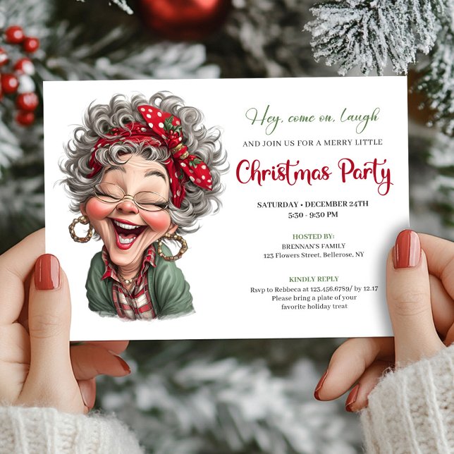 Cute Funny Grandma Cartoon Christmas Humor Comic  Invitation (Cute Funny Grandma Cartoon Christmas Humor Comic Invitation

)