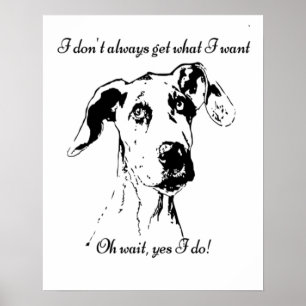 Cute Funny Great Dane Dog Quote  Spoiled Pet Humou Poster