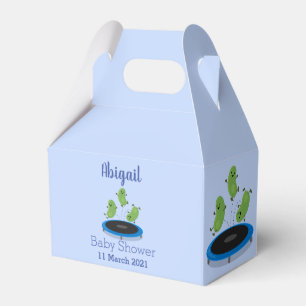 Cute funny green beans on trampoline cartoon favour box