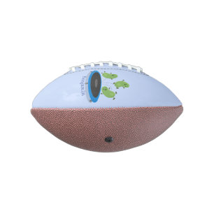 Cute funny green beans on trampoline cartoon football