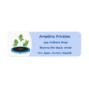 Cute funny green beans on trampoline cartoon return address label
