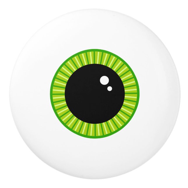 Cute Funny Green Eyeball Ceramic Knob (Front)