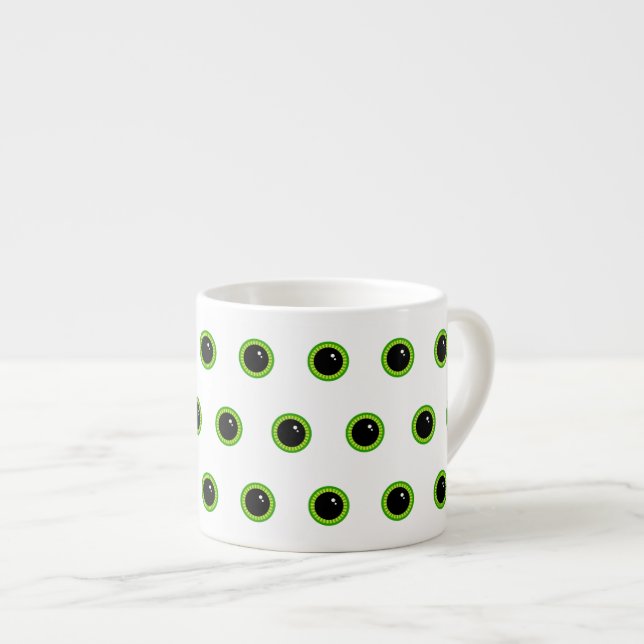 Cute Funny Green Eyes Espresso Cup (Front Right)