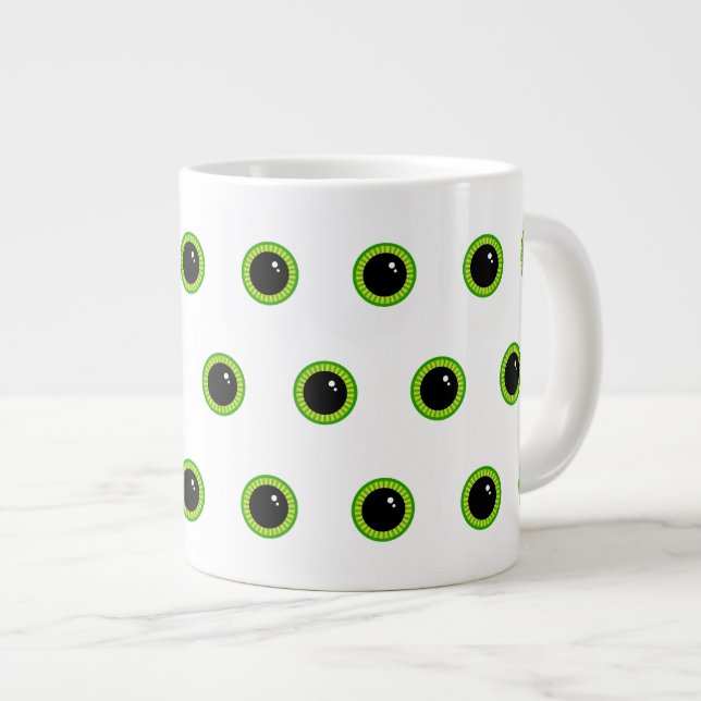 Cute Funny Green Eyes Large Coffee Mug (Front Right)