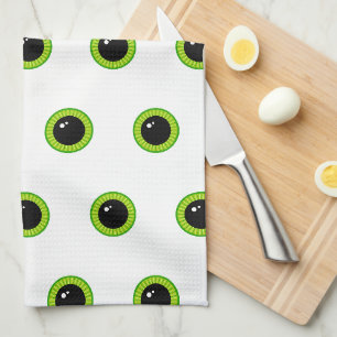 Cute Funny Green Eyes Tea Towel
