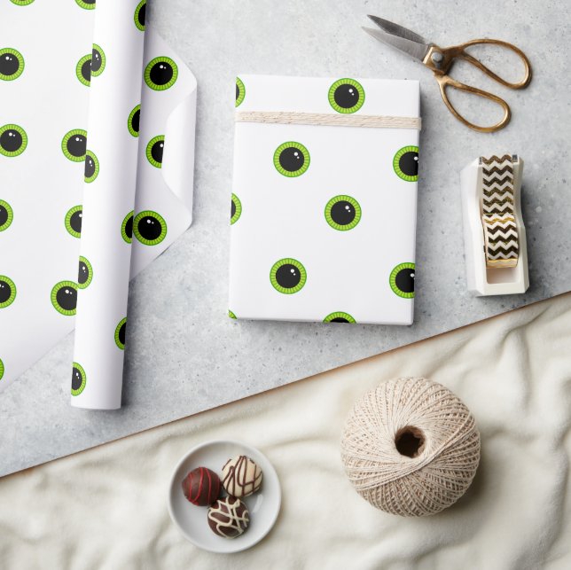 Cute Funny Green Eyes Wrapping Paper (Crafts)