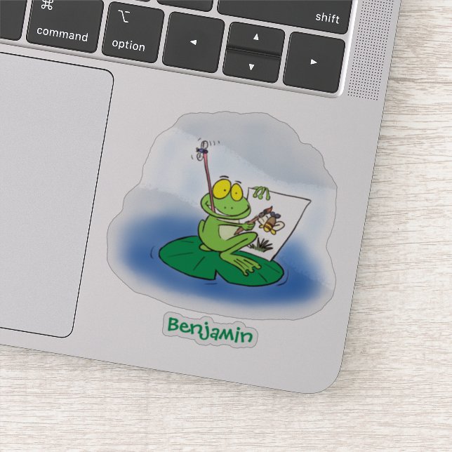 Cute funny green frog cartoon illustration (Detail)