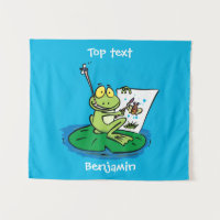 Cute funny green frog cartoon illustration