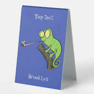 Cute funny green happy chameleon lizard cartoon