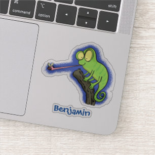 Cute funny green happy chameleon lizard cartoon