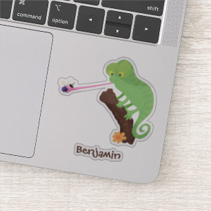 Cute funny green happy chameleon lizard cartoon