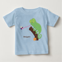 Cute funny green happy chameleon lizard cartoon