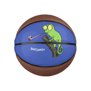 Cute funny green happy chameleon lizard cartoon mini basketball
