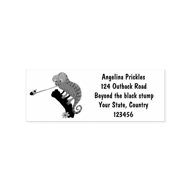 Cute funny green happy chameleon lizard cartoon rubber stamp (Imprint)