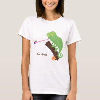 Cute funny green happy chameleon lizard cartoon