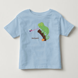 Cute funny green happy chameleon lizard cartoon toddler T-Shirt