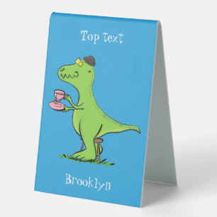 Cute funny green t rex dinosaur cartoon