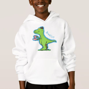 Cute funny green t rex dinosaur cartoon