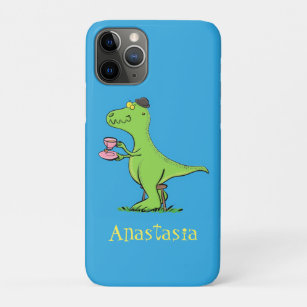 Cute funny green t rex dinosaur cartoon Case-Mate iPhone case
