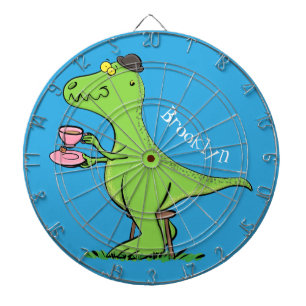 Cute funny green t rex dinosaur cartoon dartboard