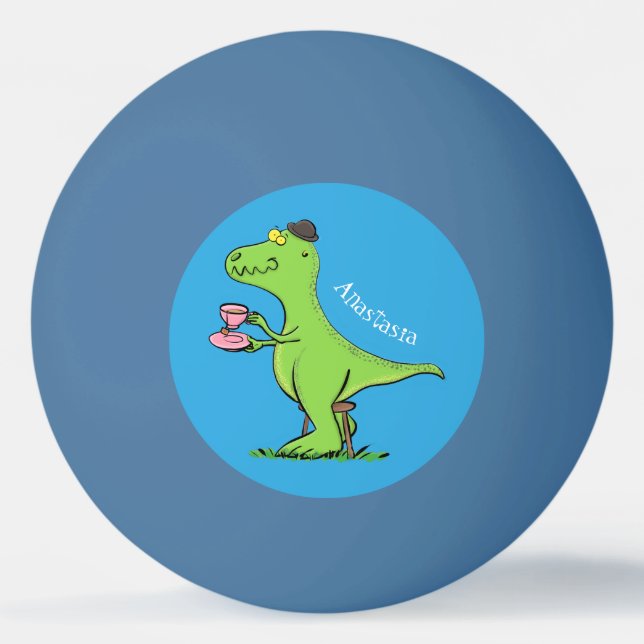 Cute funny green t rex dinosaur cartoon ping pong ball (Front)