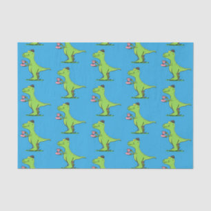 Cute funny green t rex dinosaur cartoon tissue paper