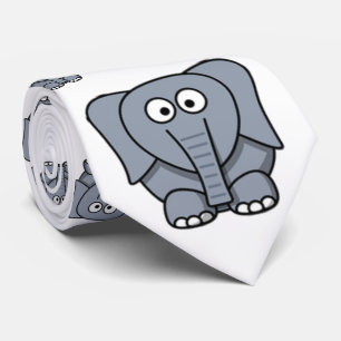 Cute, funny, grey cartoon elephant. tie