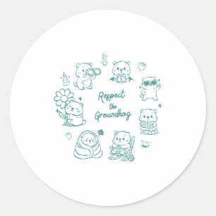 Cute Funny Groundhog Squad Day Teacher Mom Kids Me Classic Round Sticker