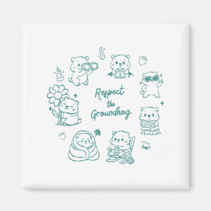 Cute Funny Groundhog Squad Day Teacher Mom Kids Me Magnet