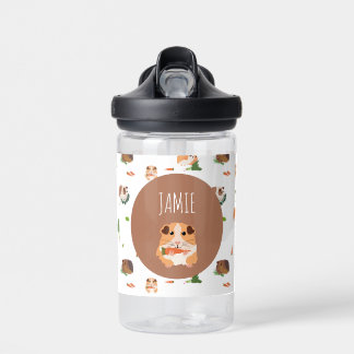 Cute Funny Guinea Pigs Pet Custom Name Water Bottle