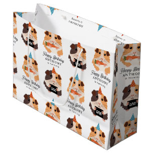 Cute Funny Guinea Pigs Pet Kids Birthday Name Age Large Gift Bag