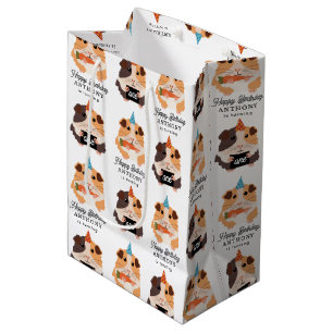 Cute Funny Guinea Pigs Pet Kids Birthday Name Age Medium Gift Bag