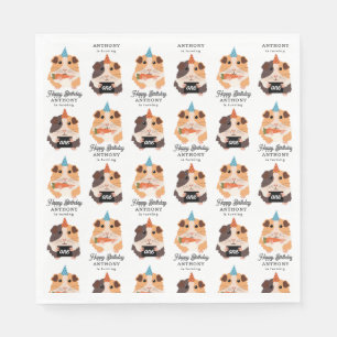 Cute Funny Guinea Pigs Pet Kids Birthday Name Age Napkin