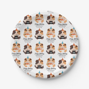 Cute Funny Guinea Pigs Pet Kids Birthday Name Age Paper Plate