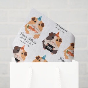 Cute Funny Guinea Pigs Pet Kids Birthday Name Age Tissue Paper