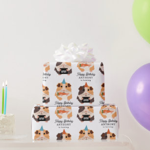 Cute Funny Guinea Pigs Pet Kids Birthday Name Age Wrapping Paper