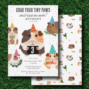 Cute Funny Guinea Pigs Pet Kids Birthday Party Invitation