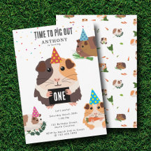 Cute Funny Guinea Pigs Pet Kids Birthday Party