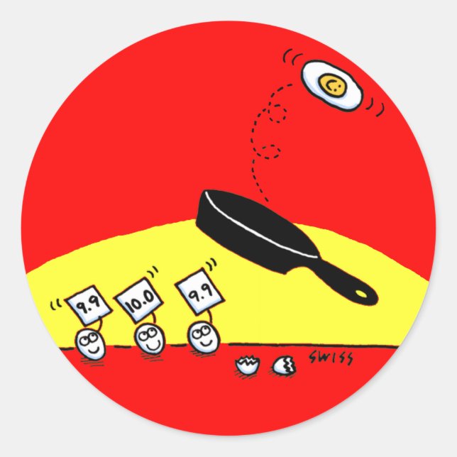 Cute Funny Gymnastics Cartoon Classic Round Sticker (Front)