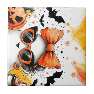 Cute Funny Halloween Ghost Ceramic Tile