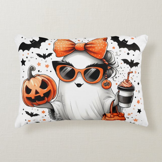Cute Funny Halloween Ghost Decorative Cushion (Front)